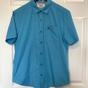 Penguin Men's Classic Fit Button Down Short Sleeve Shirt, size Medium